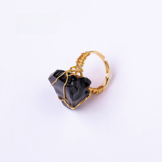 Natural Crystal Gemstone Amethyst Adjustable Ring- EclatDoré