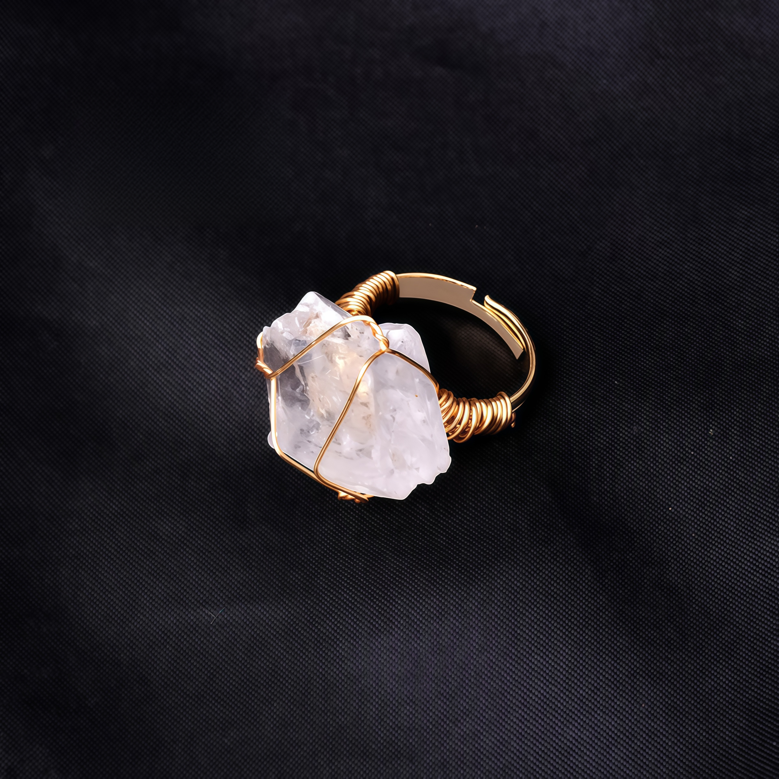 Natural Crystal Gemstone Amethyst Adjustable Ring- EclatDoré