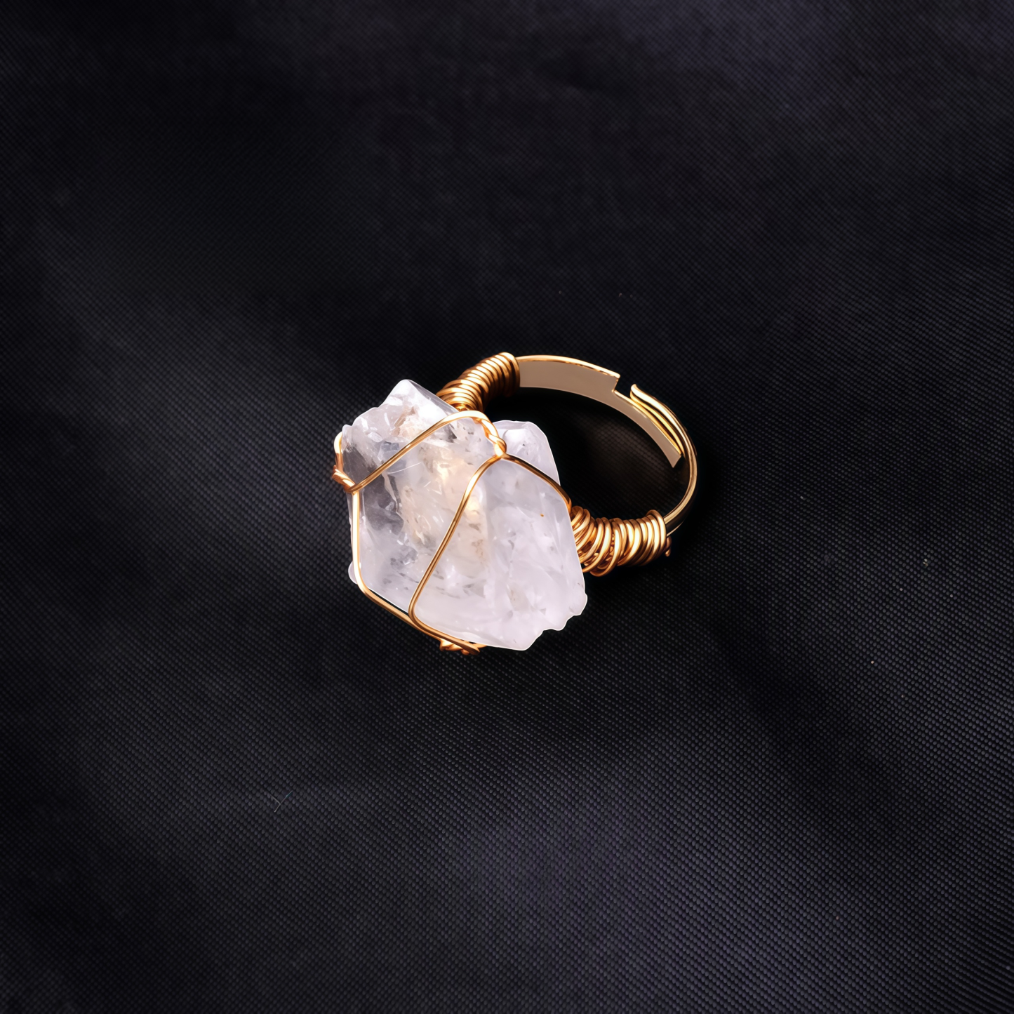 Natural Crystal Gemstone Amethyst Adjustable Ring- EclatDoré