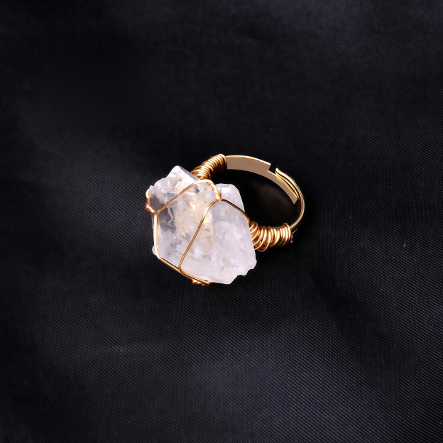 Natural Crystal Gemstone Amethyst Adjustable Ring- EclatDoré