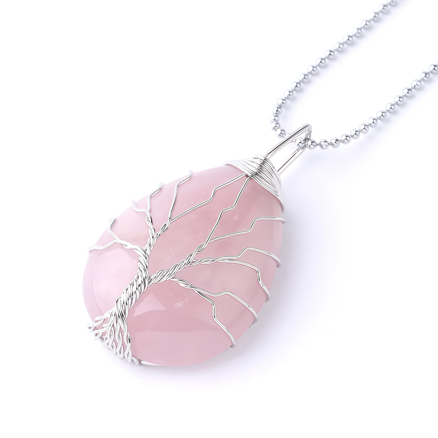 Natural Quartz Crystal Tree Of Life Healing Energy Necklace Pendant- EclatDoré
