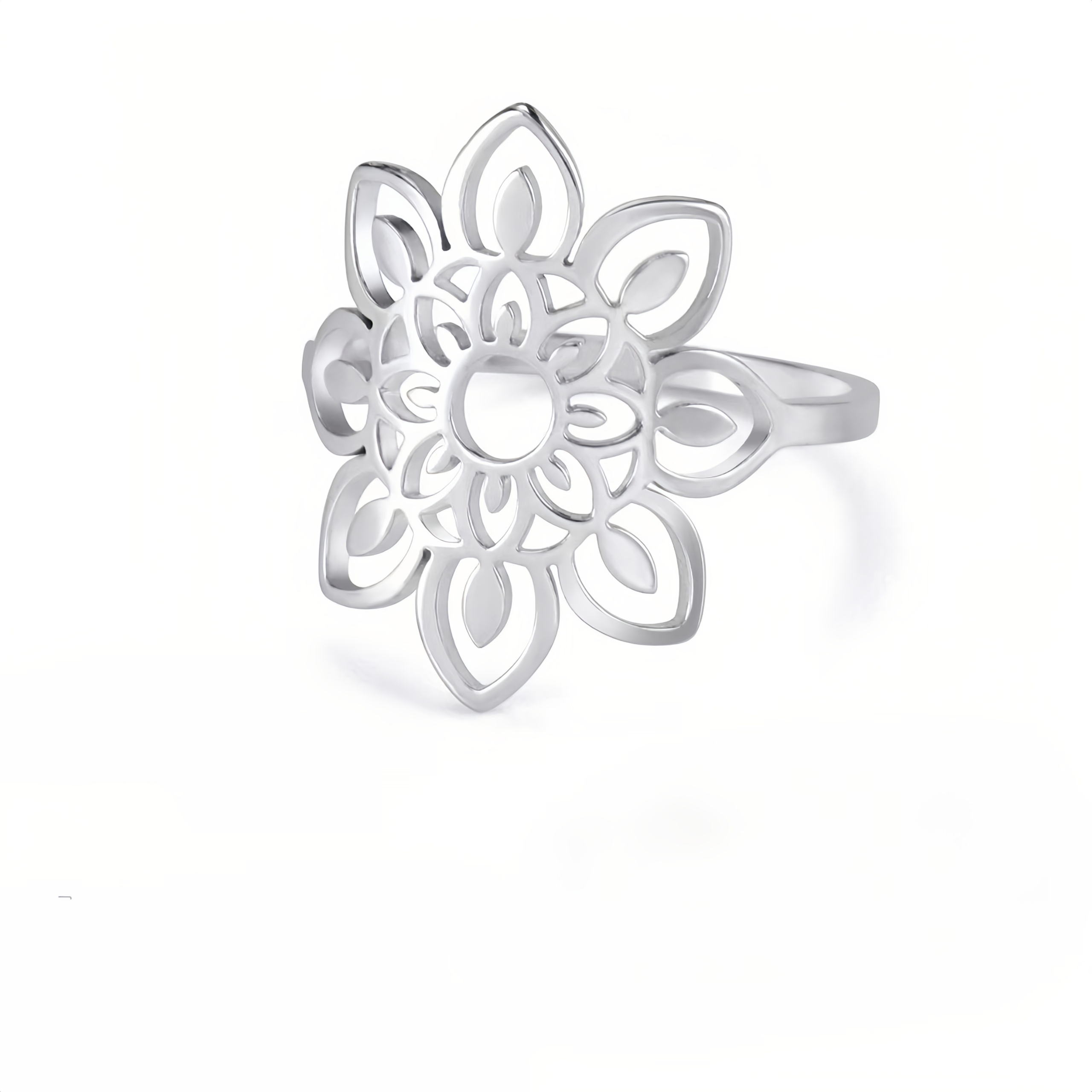 Titanium Steel Hollow Lotus Zen Spiritual Ring