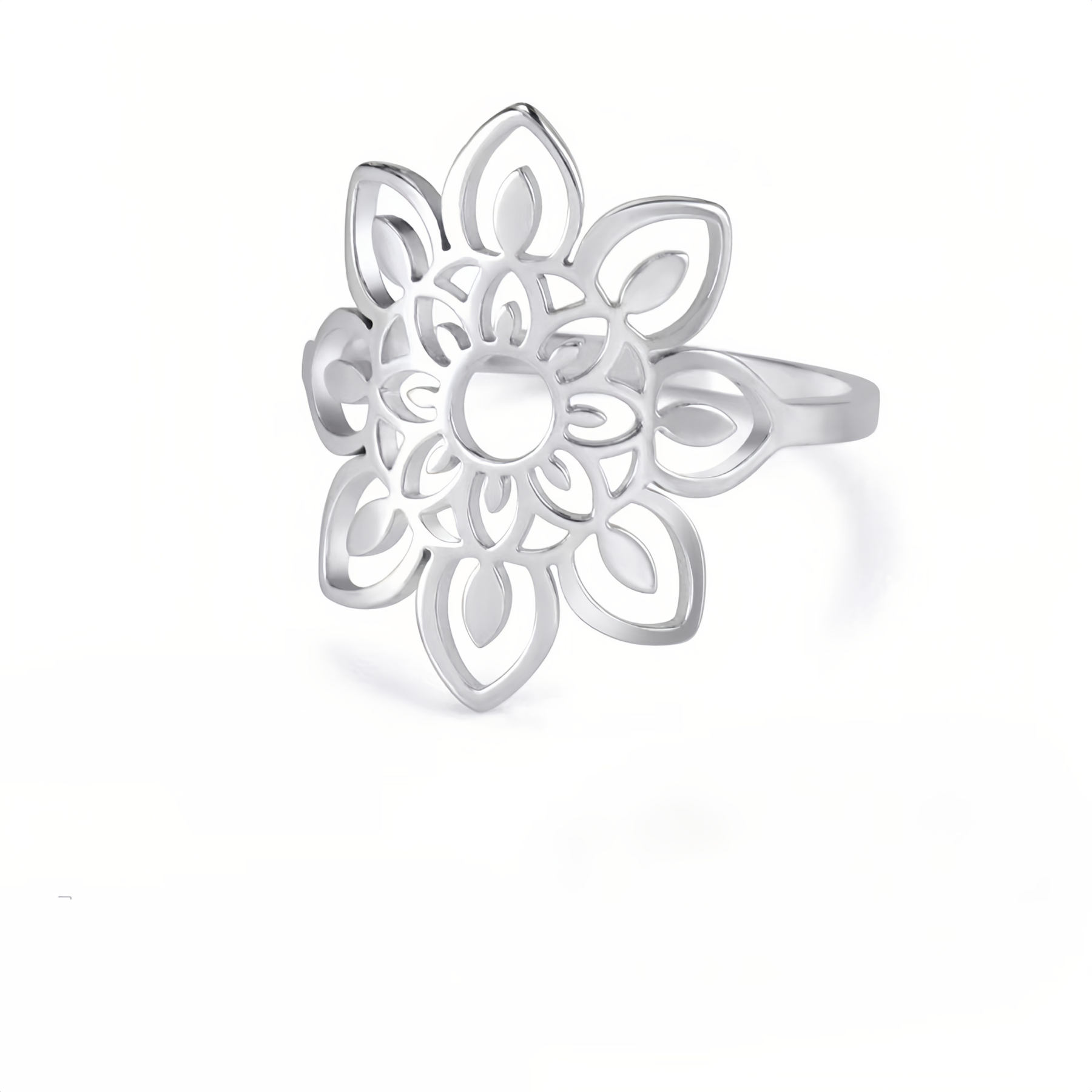 Titanium Steel Hollow Lotus Zen Spiritual Ring