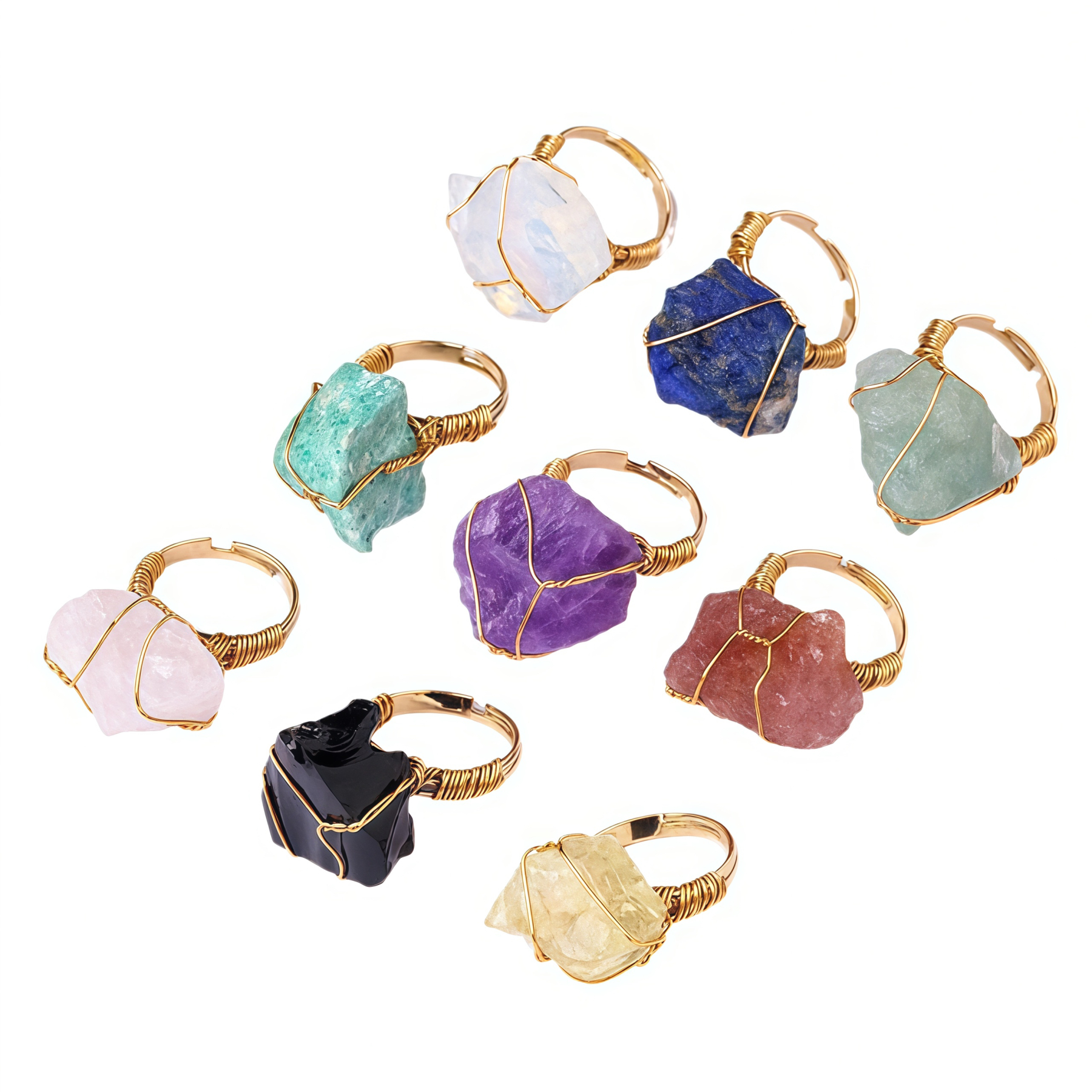 Natural Crystal Gemstone Amethyst Adjustable Ring- EclatDoré