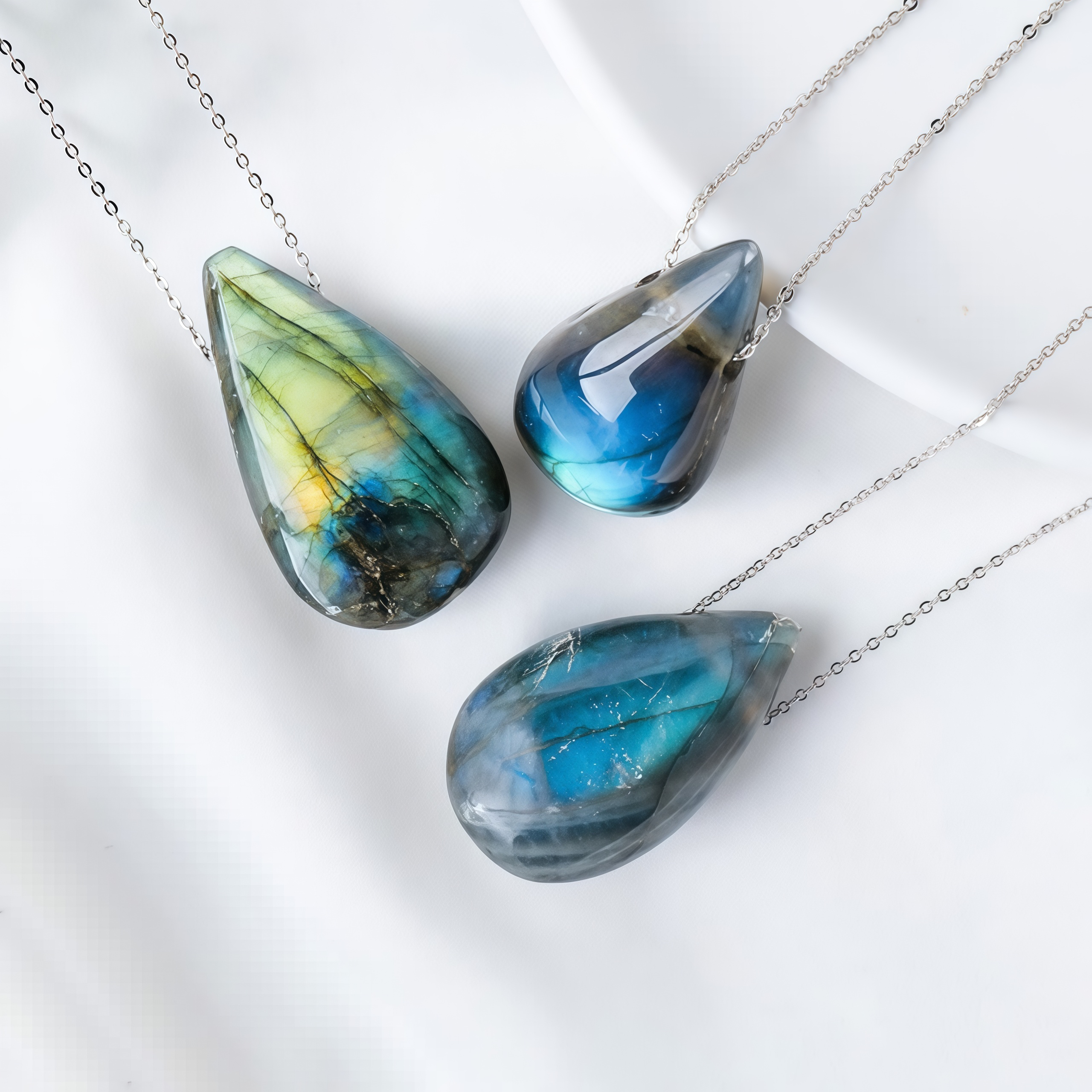 Labradorite Water Drop Support Healing Necklace Pendant- EclatDoré