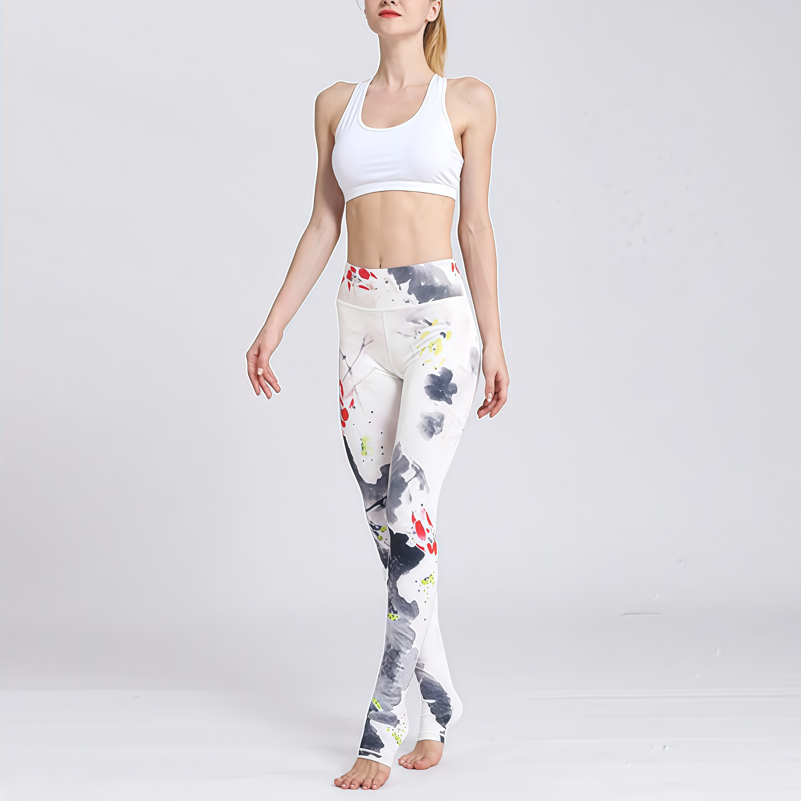 Lotus Flower Print Design Pants Sports Fitness Yoga Leggings Women's Yoga Pants- EclatDoré