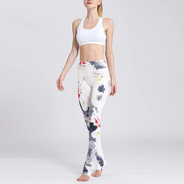 Lotus Flower Print Design Pants Sports Fitness Yoga Leggings Women's Yoga Pants- EclatDoré