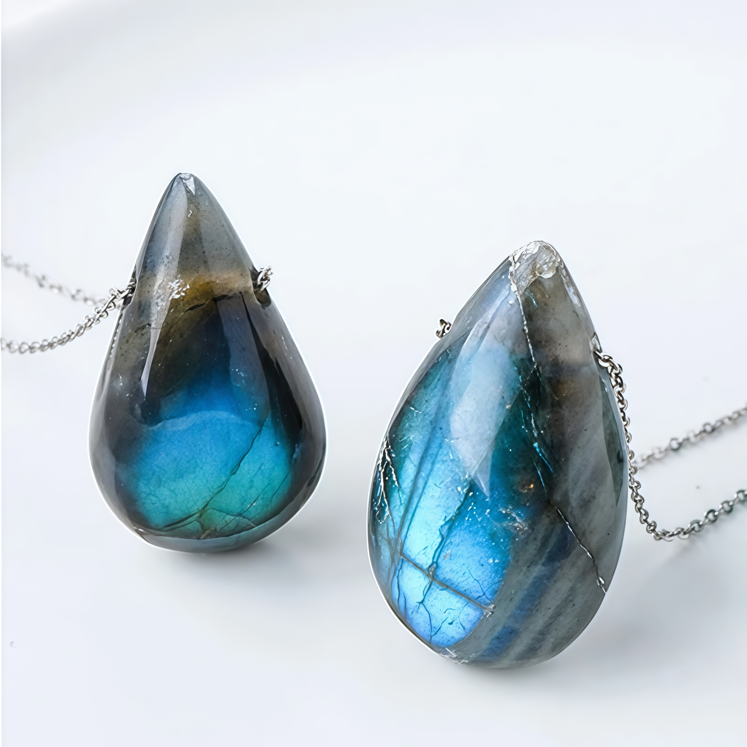 Labradorite Water Drop Support Healing Necklace Pendant- EclatDoré