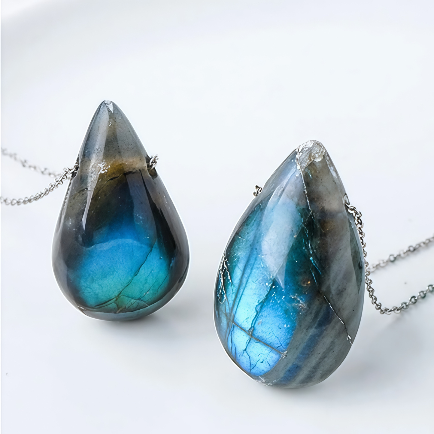 Labradorite Water Drop Support Healing Necklace Pendant- EclatDoré