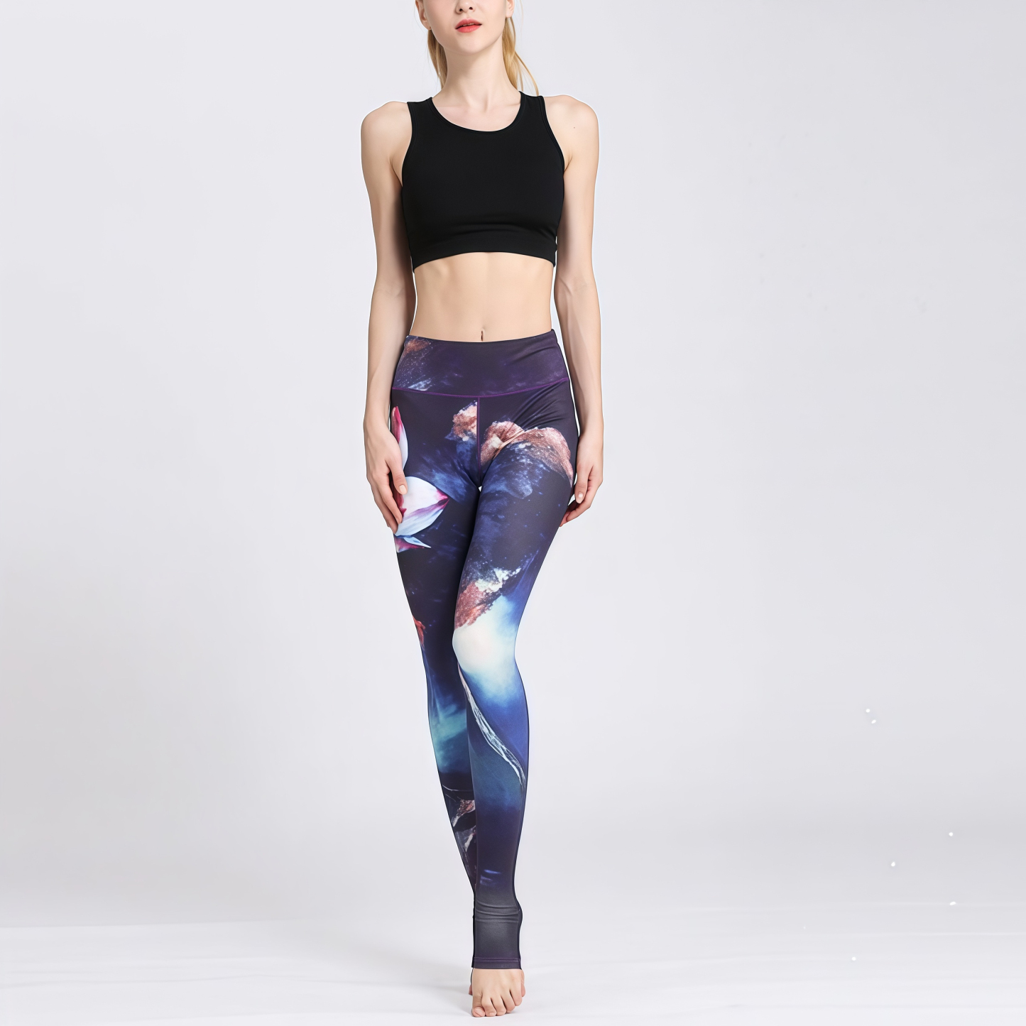Lotus Flower Print Design Pants Sports Fitness Yoga Leggings Women's Yoga Pants- EclatDoré