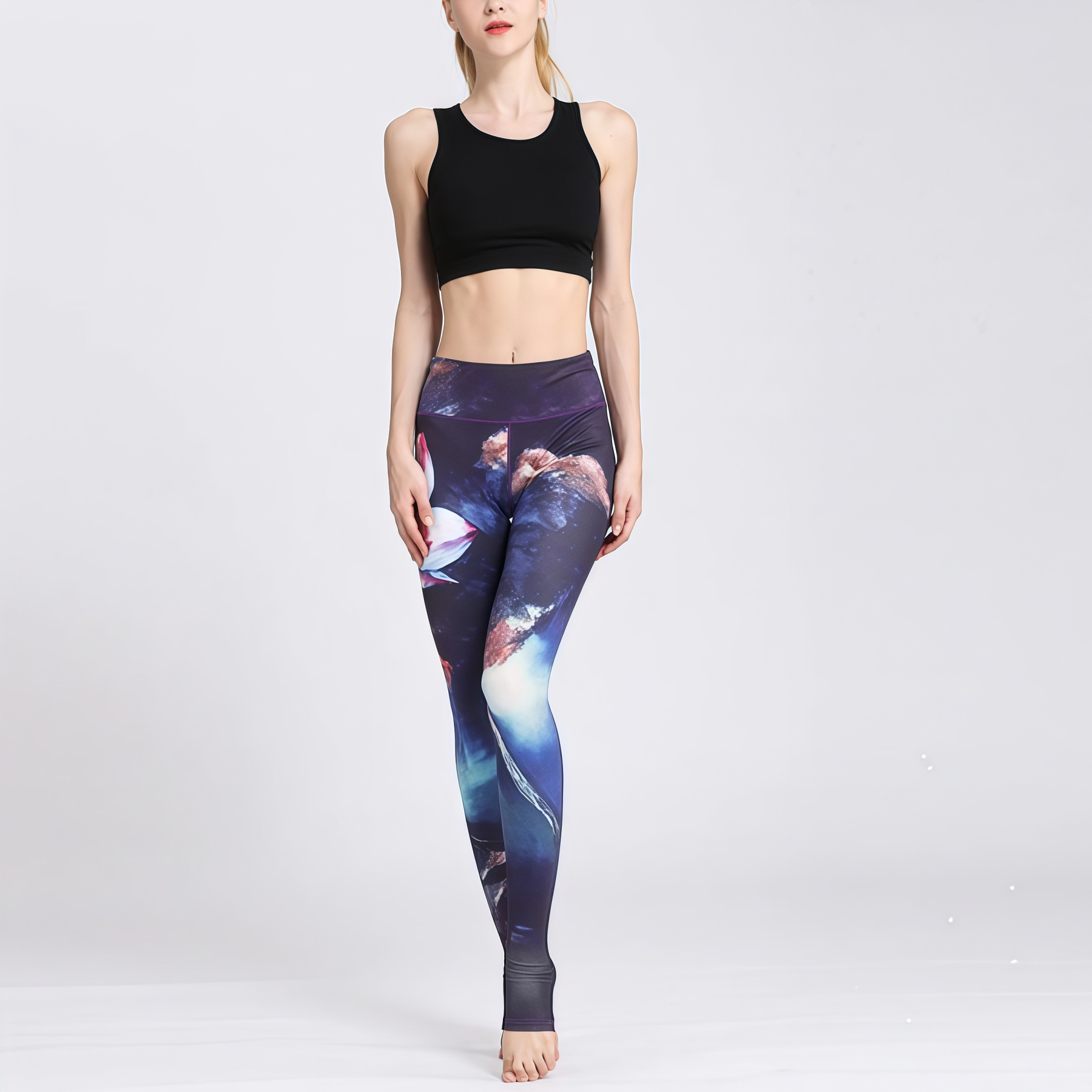 Lotus Flower Print Design Pants Sports Fitness Yoga Leggings Women's Yoga Pants- EclatDoré