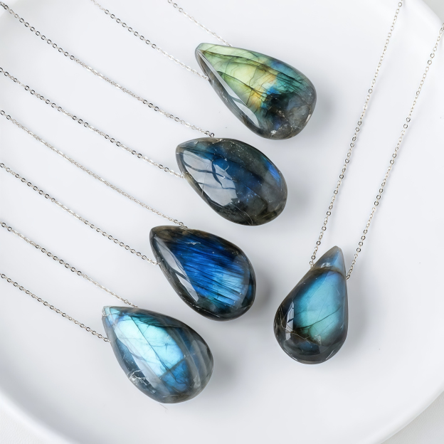 Labradorite Water Drop Support Healing Necklace Pendant- EclatDoré