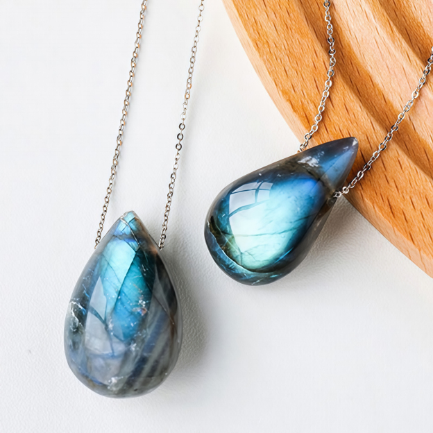 Labradorite Water Drop Support Healing Necklace Pendant- EclatDoré