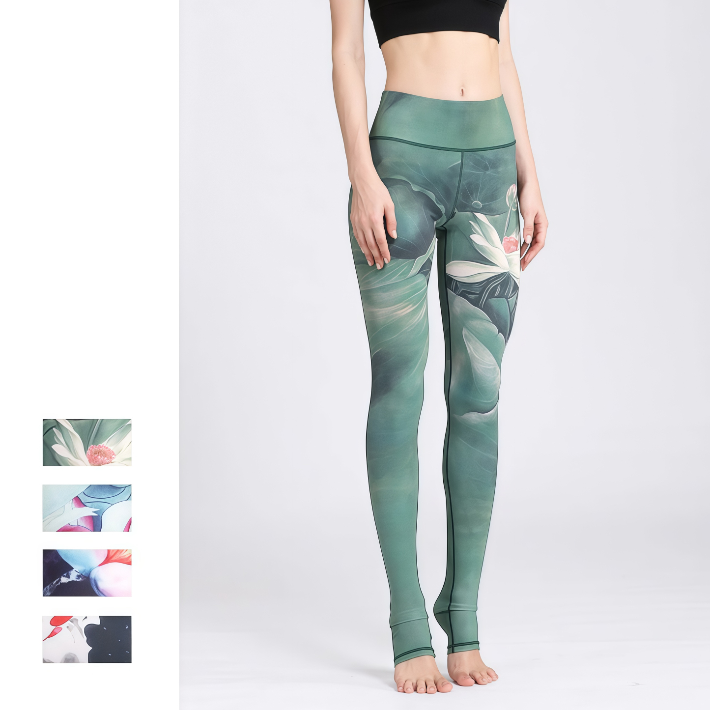 Lotus Flower Print Design Pants Sports Fitness Yoga Leggings Women's Yoga Pants- EclatDoré