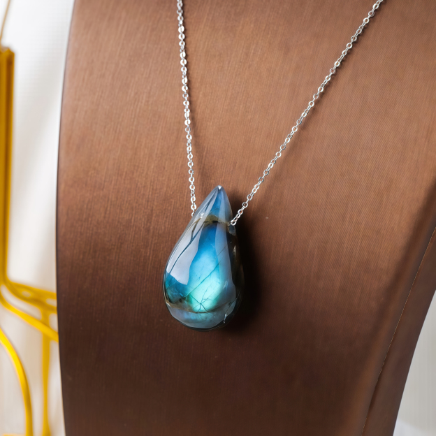 Labradorite Water Drop Support Healing Necklace Pendant- EclatDoré