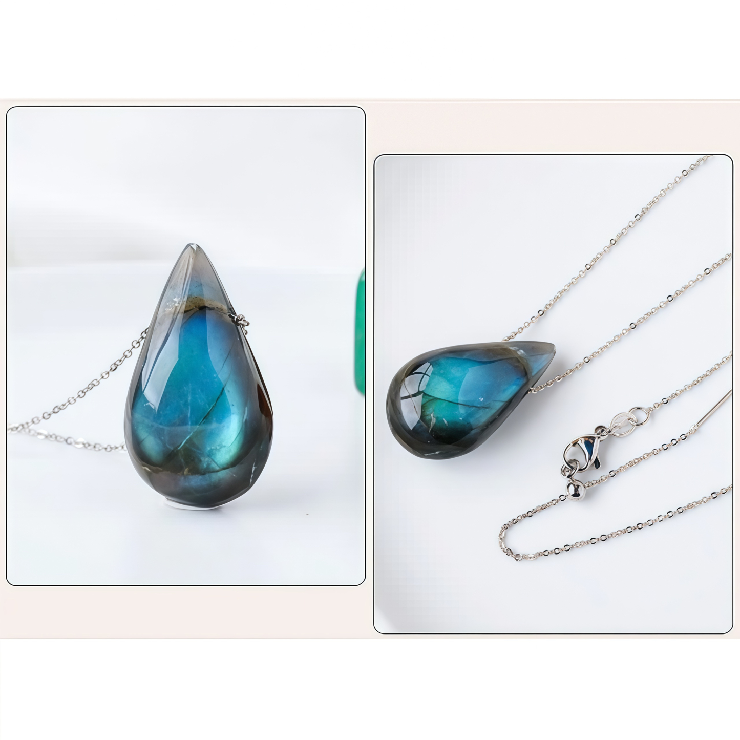 Labradorite Water Drop Support Healing Necklace Pendant- EclatDoré