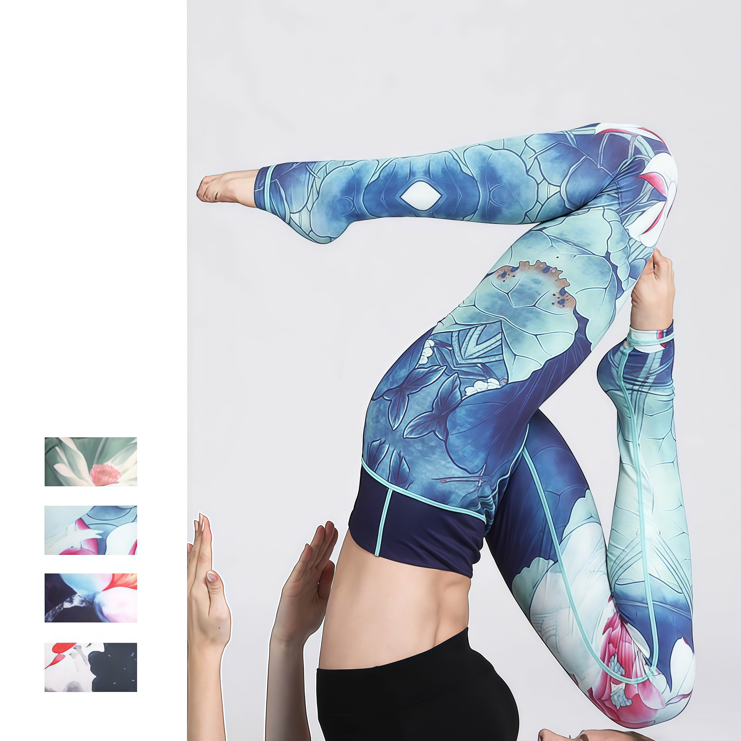 Lotus Flower Print Design Pants Sports Fitness Yoga Leggings Women's Yoga Pants- EclatDoré