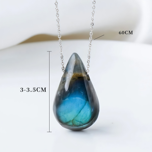 Labradorite Water Drop Support Healing Necklace Pendant- EclatDoré