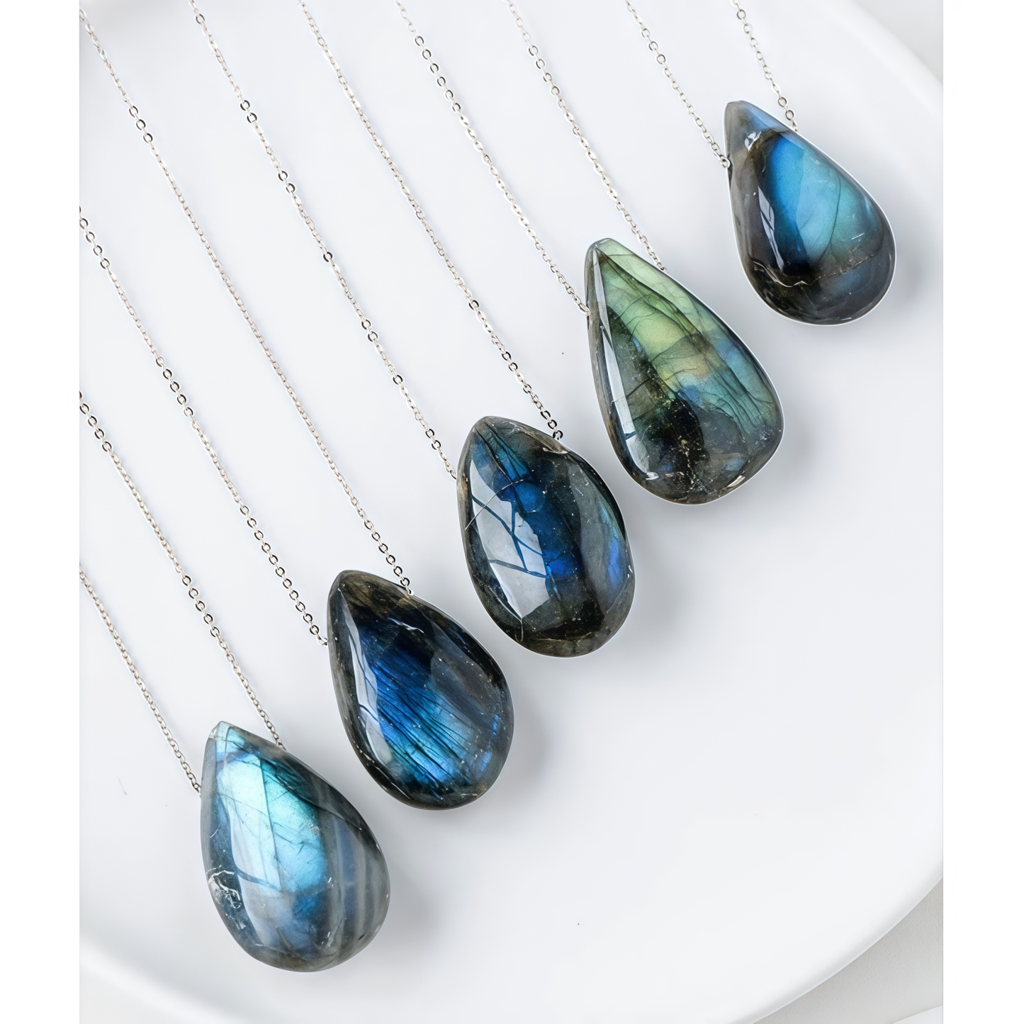 Labradorite Water Drop Support Healing Necklace Pendant- EclatDoré