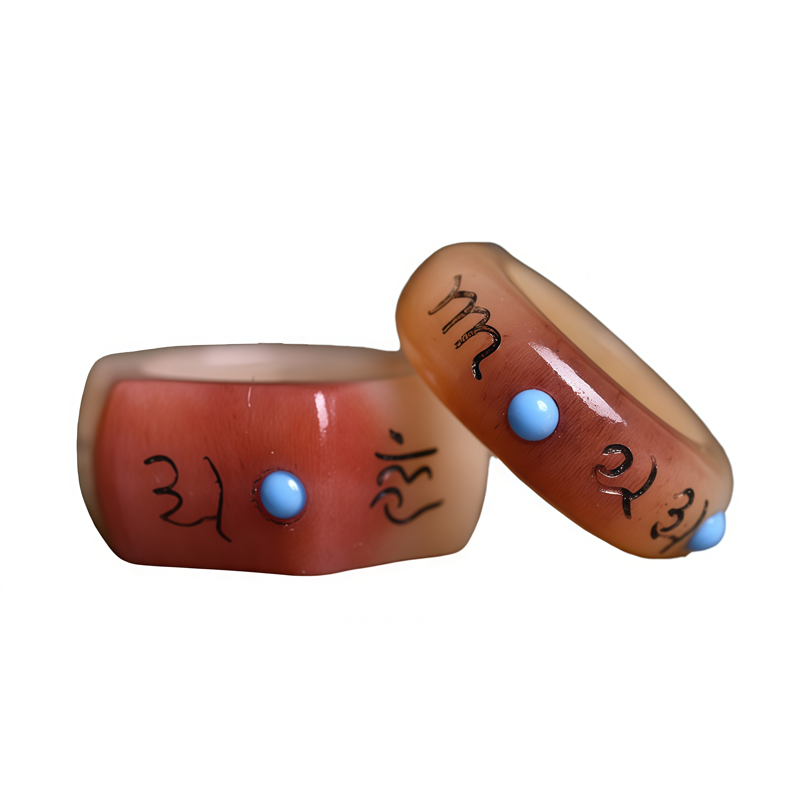 Natural Camel Bone Six-word Mantra Hand-Carved Healing Ring- EclatDoré