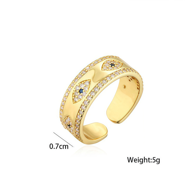 Evil Eye Luck Blessing Copper Alloy Ring- EclatDoré
