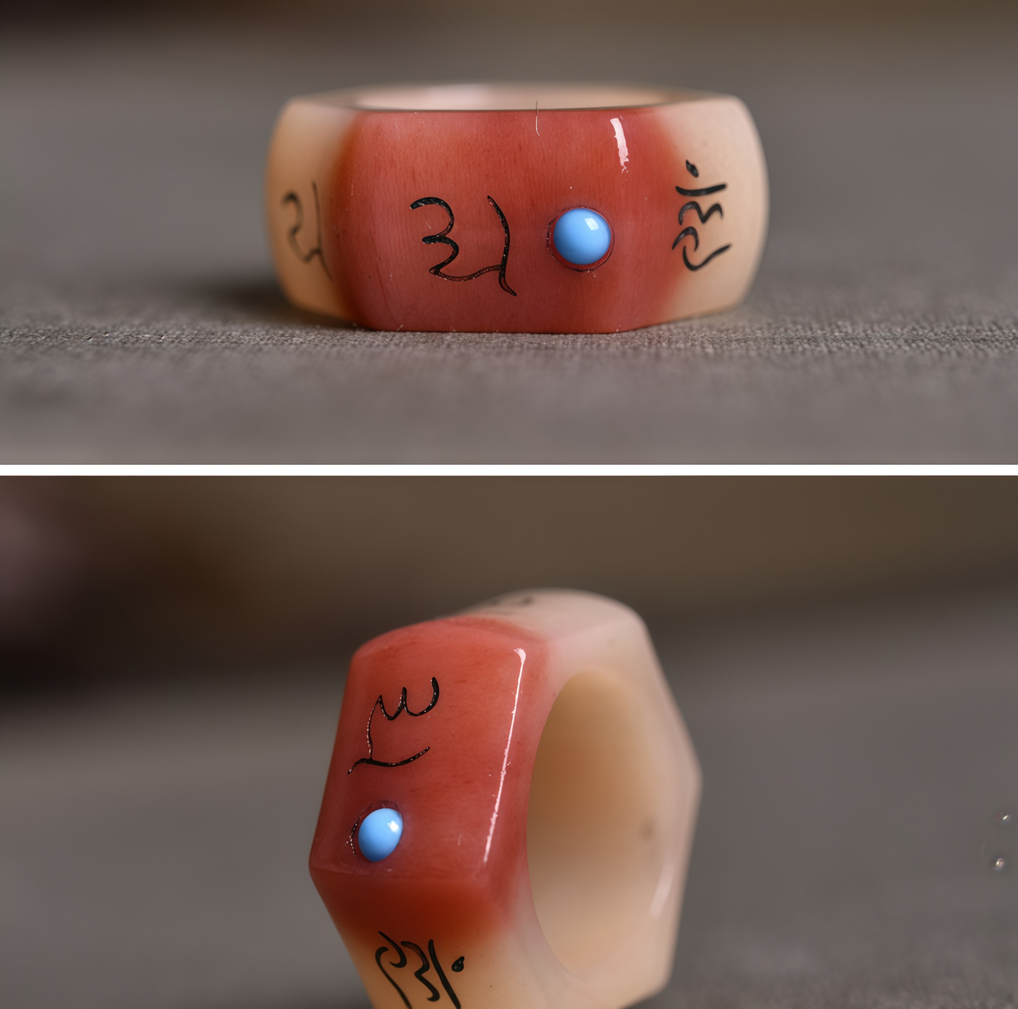 Natural Camel Bone Six-word Mantra Hand-Carved Healing Ring- EclatDoré