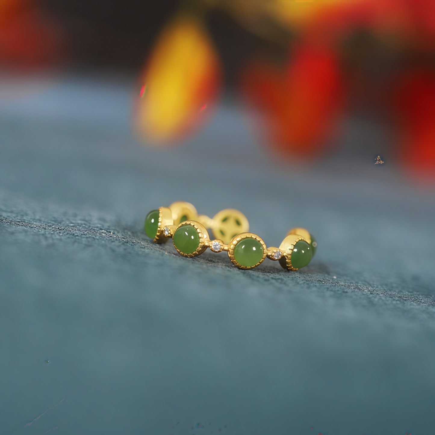 2025 Spiritual Jewelry|  Emotional Healing Cyan Jade Adjustable Ring - EclatDoré