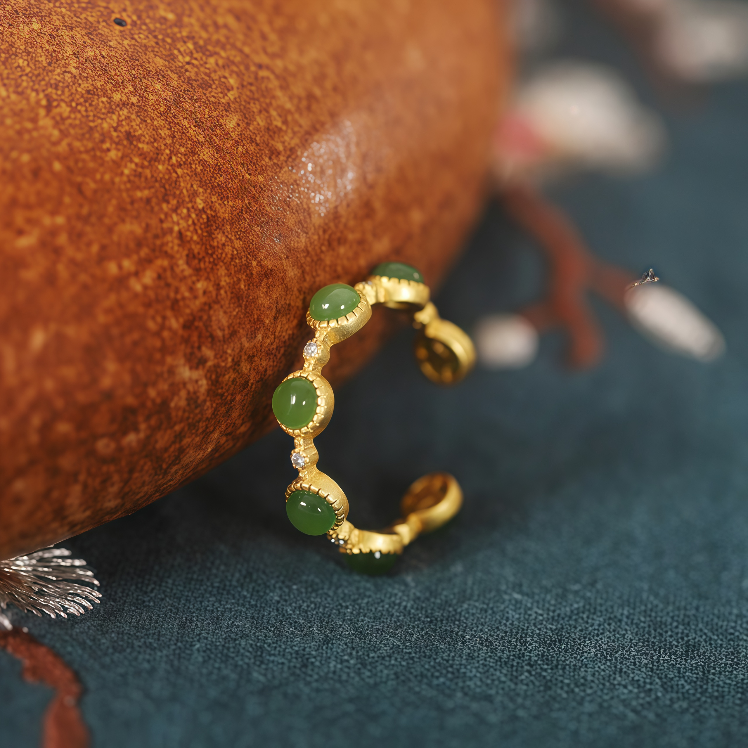 2025 Spiritual Jewelry|  Emotional Healing Cyan Jade Adjustable Ring - EclatDoré