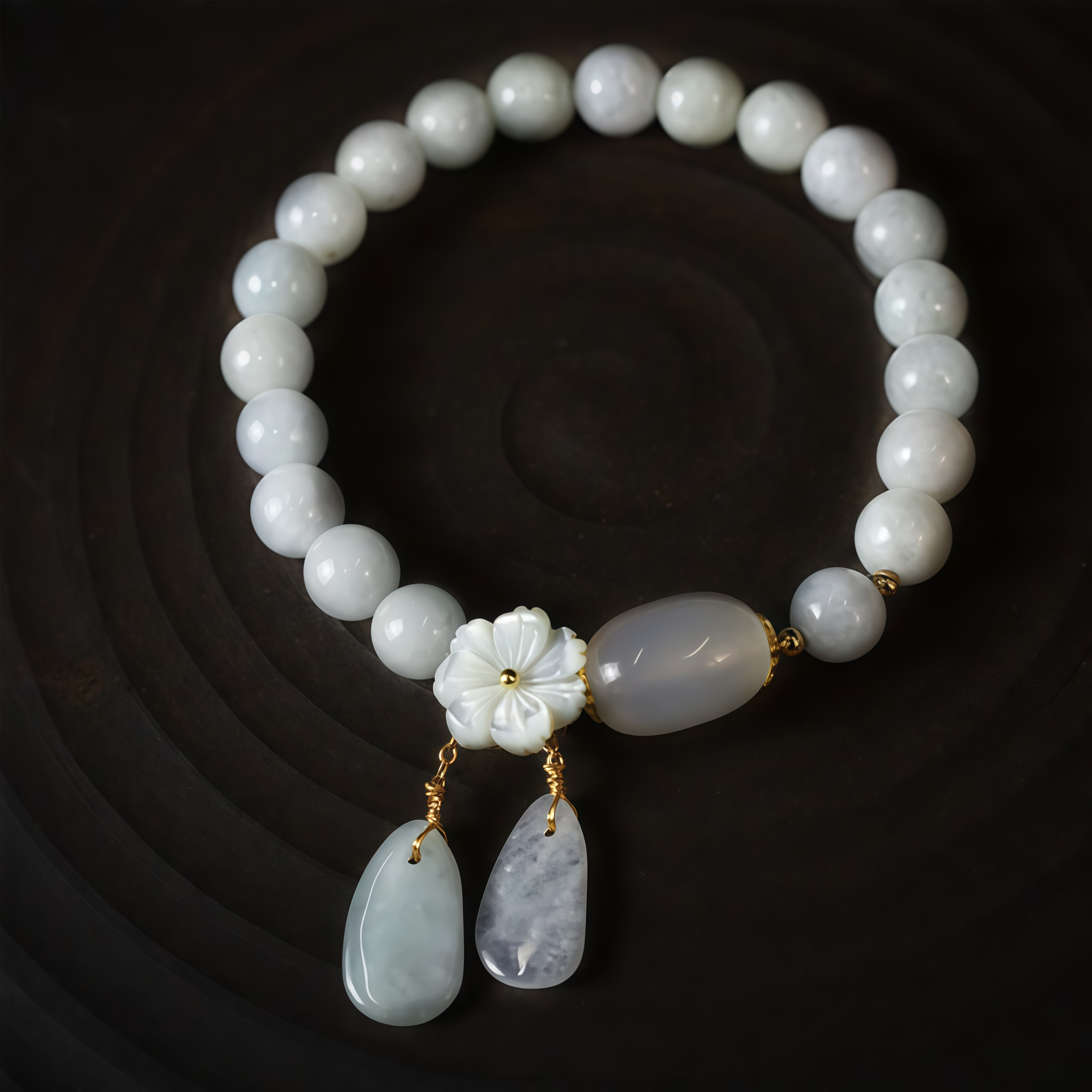 Meditation Healing Energy Stone White Jade Bracelet- EclatDoré
