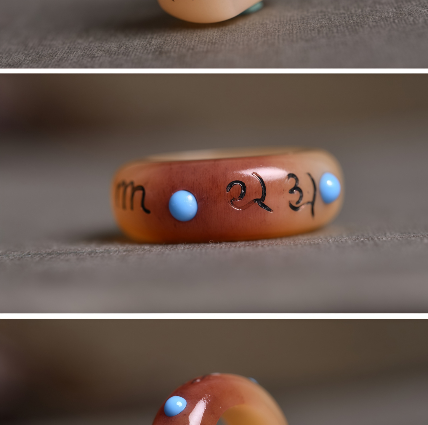 Natural Camel Bone Six-word Mantra Hand-Carved Healing Ring- EclatDoré