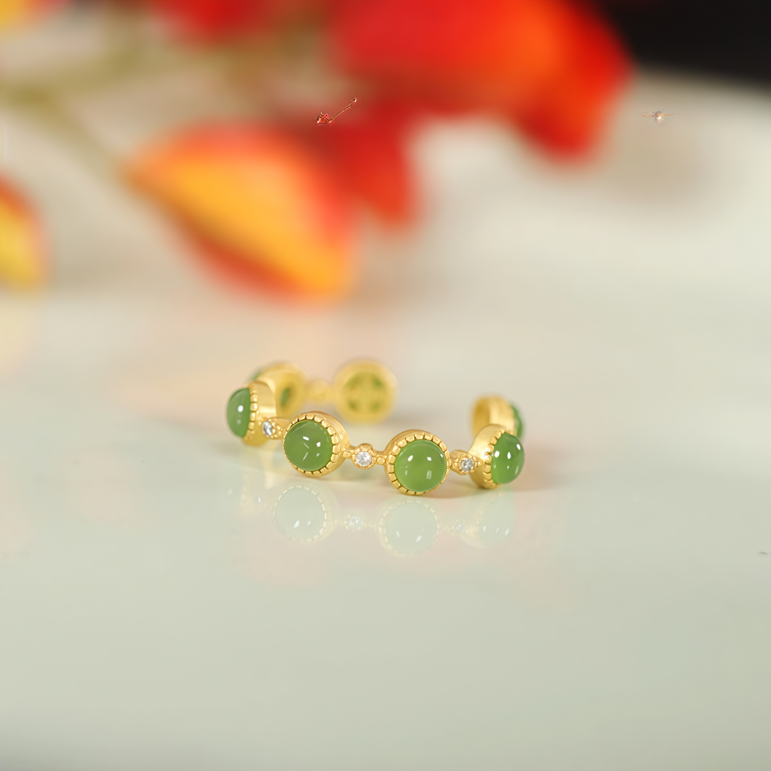 2025 Spiritual Jewelry|  Emotional Healing Cyan Jade Adjustable Ring - EclatDoré