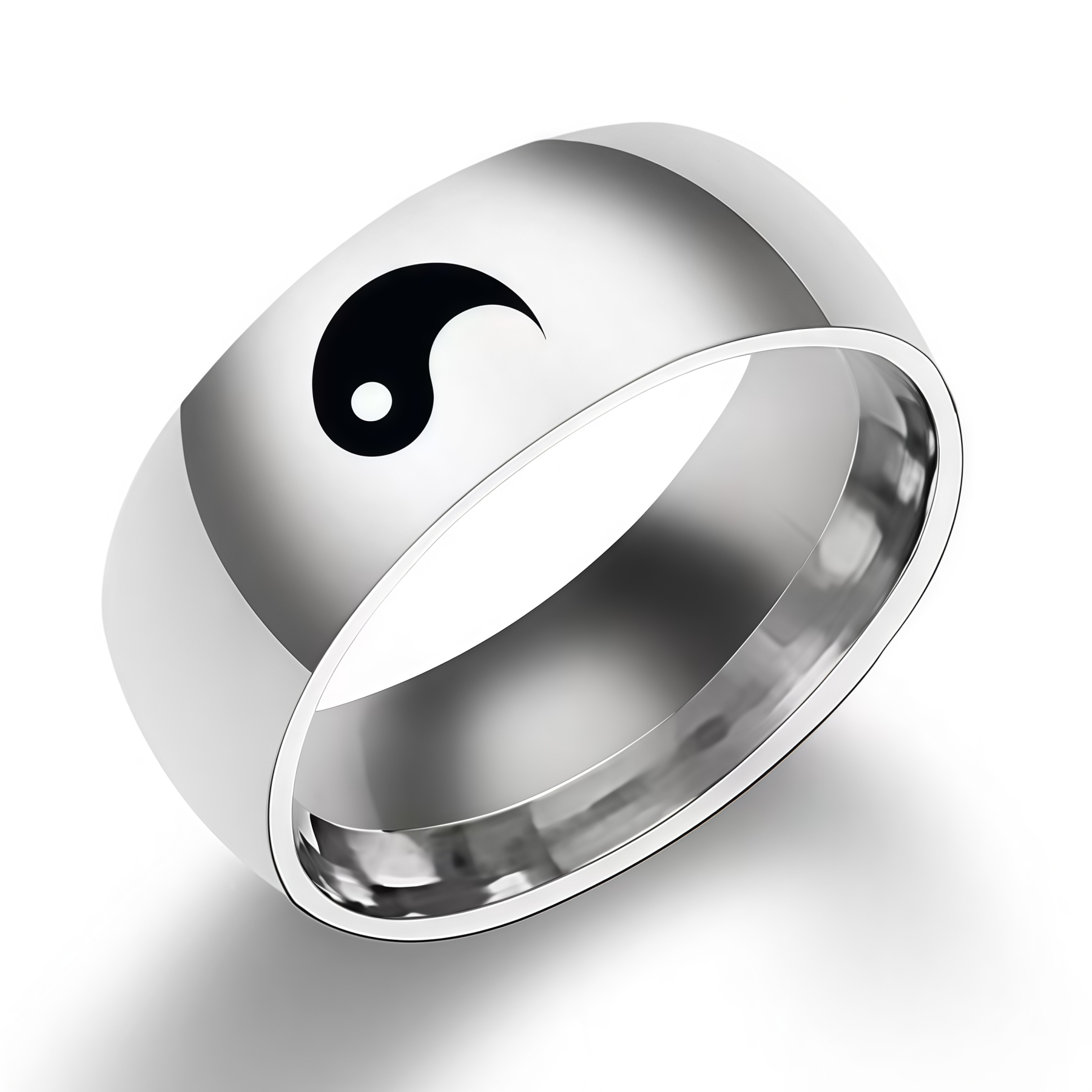 Bagua Yin Yang Balance Rotating Titanium Steel Couple Ring