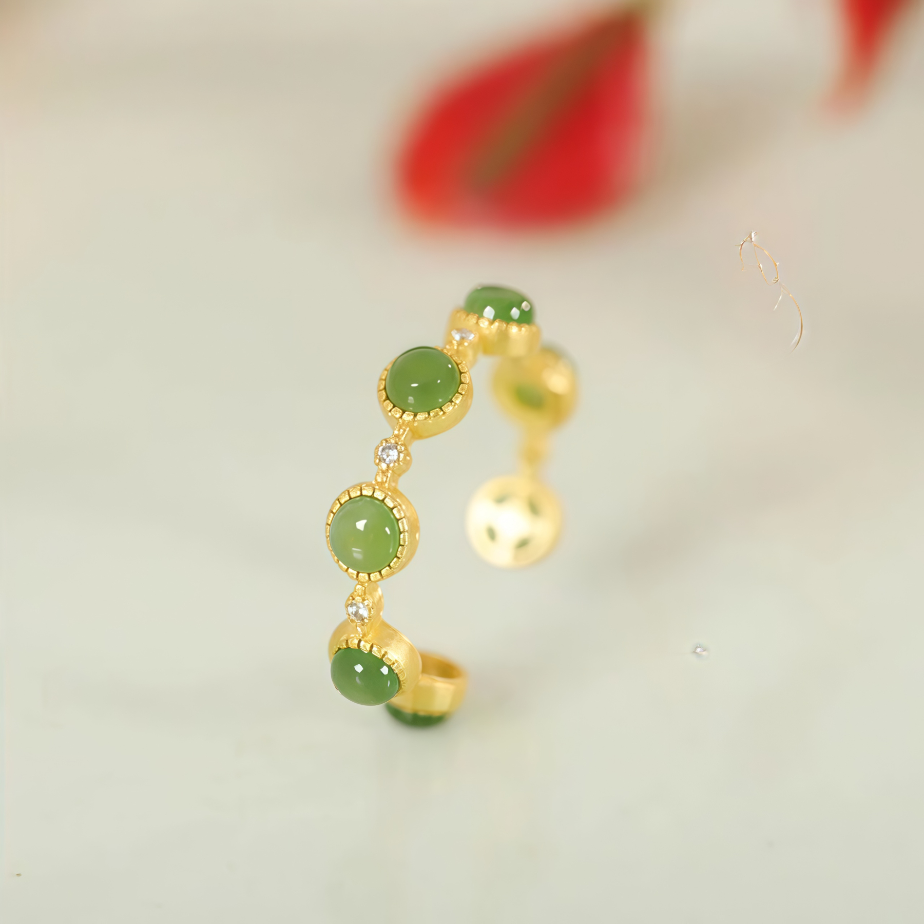 2025 Spiritual Jewelry|  Emotional Healing Cyan Jade Adjustable Ring - EclatDoré