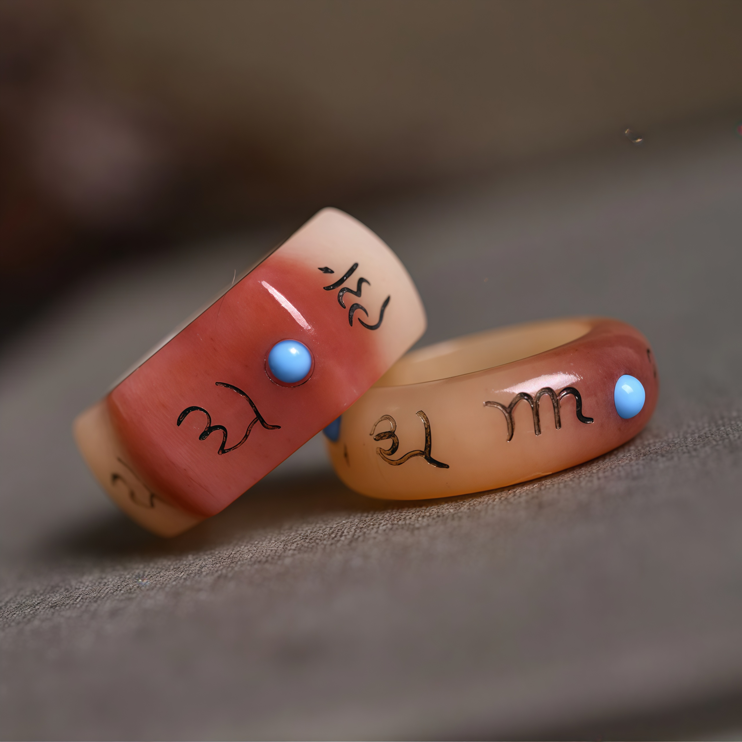 Natural Camel Bone Six-word Mantra Hand-Carved Healing Ring- EclatDoré