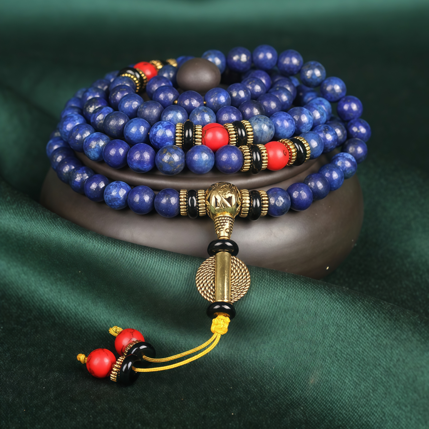 Tibetan Mala Lapis Lazuli Positive Bracelet- EclatDoré