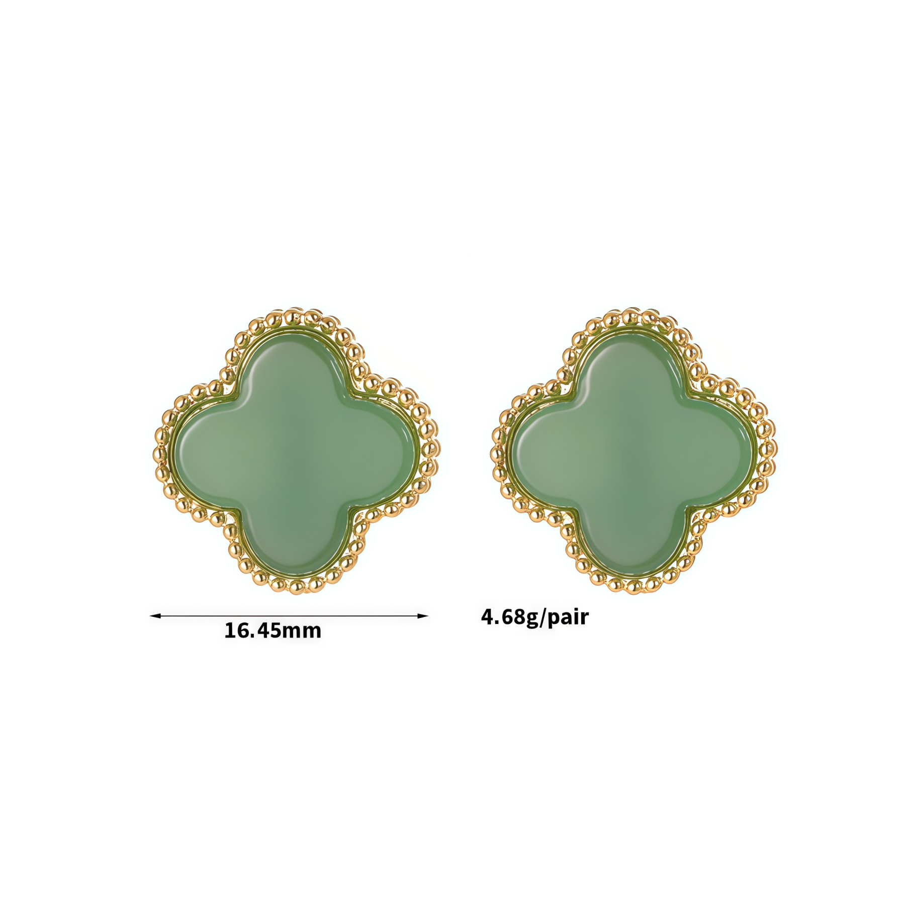 Natural Green Agate Four-Leaf Clover Lucky Charm Necklace & Earring Set- EclatDoré