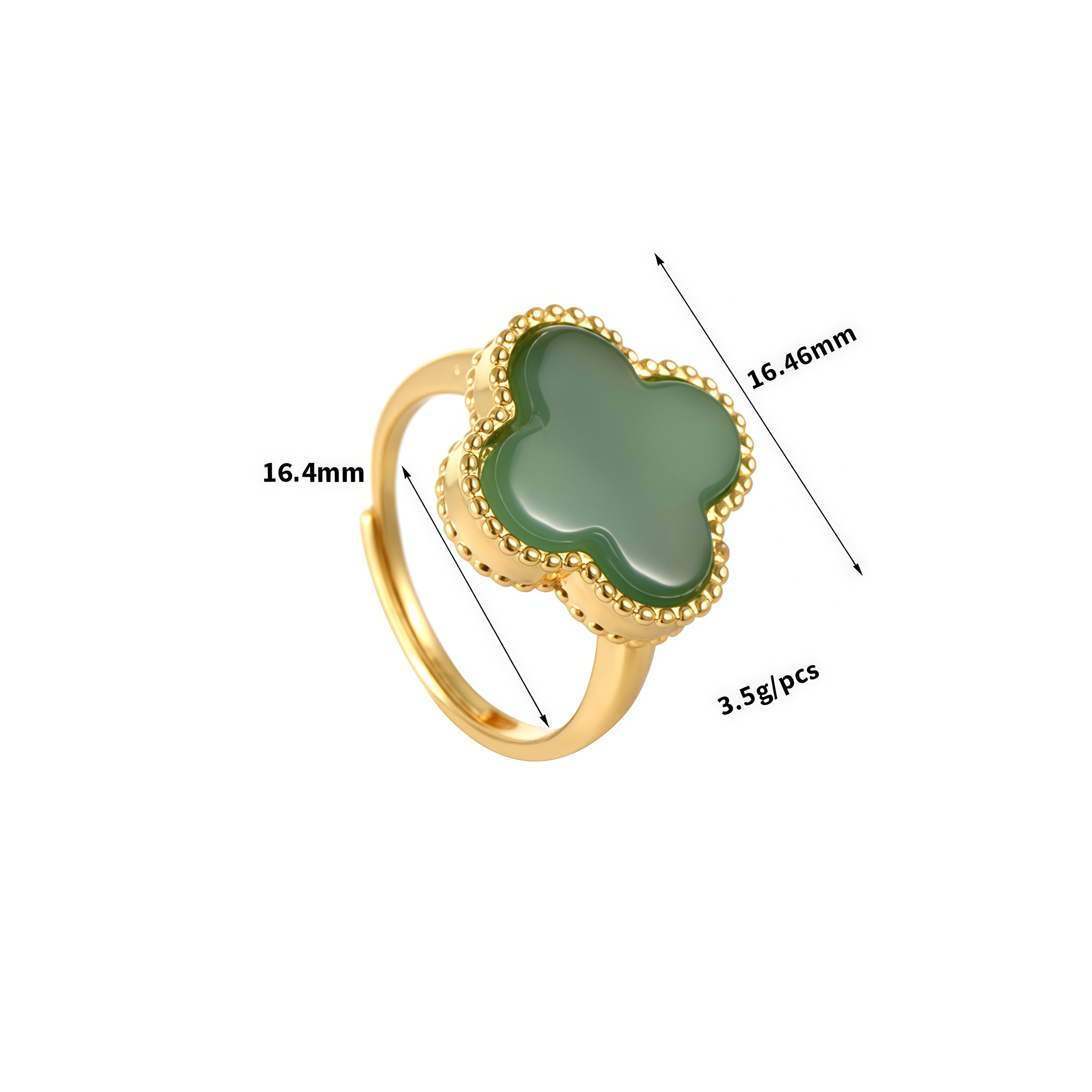 Natural Green Agate Four-Leaf Clover Lucky Charm Necklace & Earring Set- EclatDoré