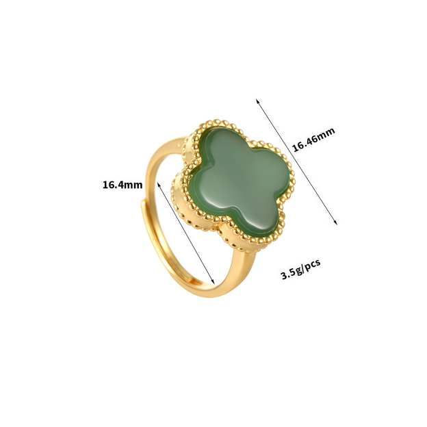 Natural Green Agate Four-Leaf Clover Lucky Charm Necklace & Earring Set- EclatDoré