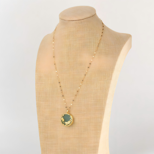 Natural Jade Koi Fish Lotus Luck Necklace Pendant- EclatDoré