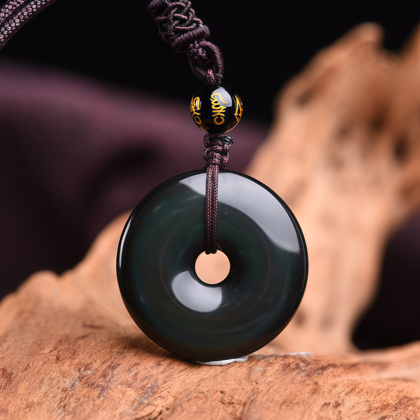 Buddhism Obsidian Energy Protection Pendant- EclatDoré