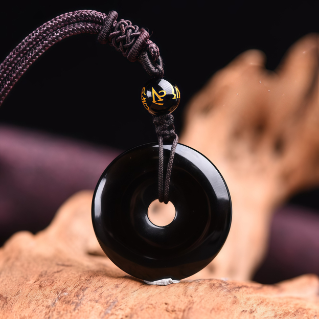 Buddhism Obsidian Energy Protection Pendant- EclatDoré