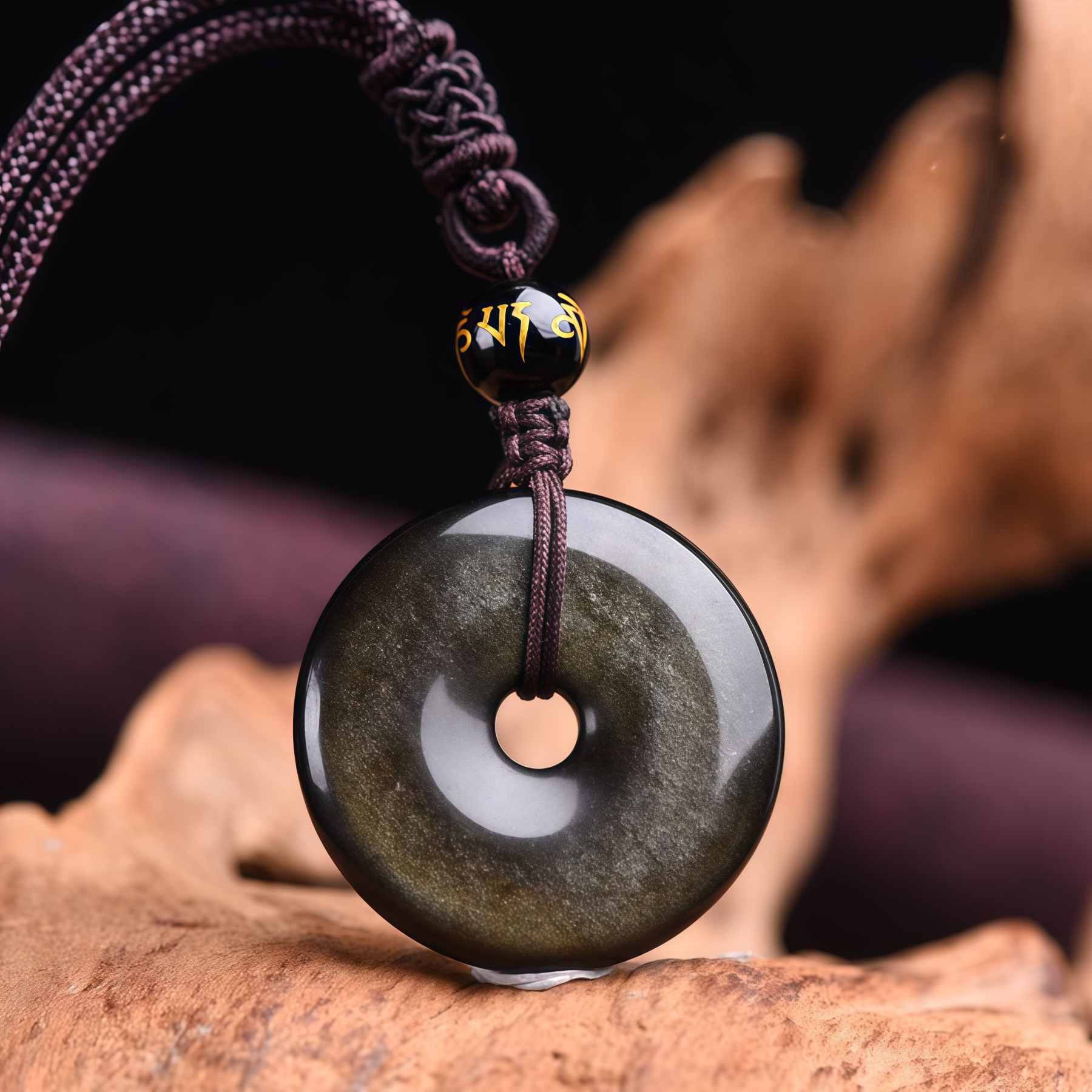 Buddhism Obsidian Energy Protection Pendant- EclatDoré