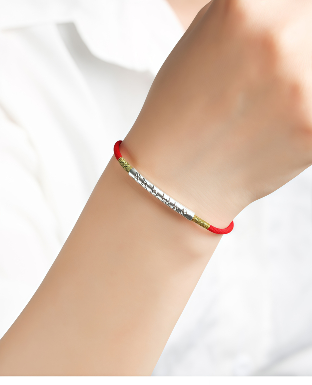 Tibetan Buddhist Handmade Mani Mantra Lucky Red String Bracelet- EclatDoré