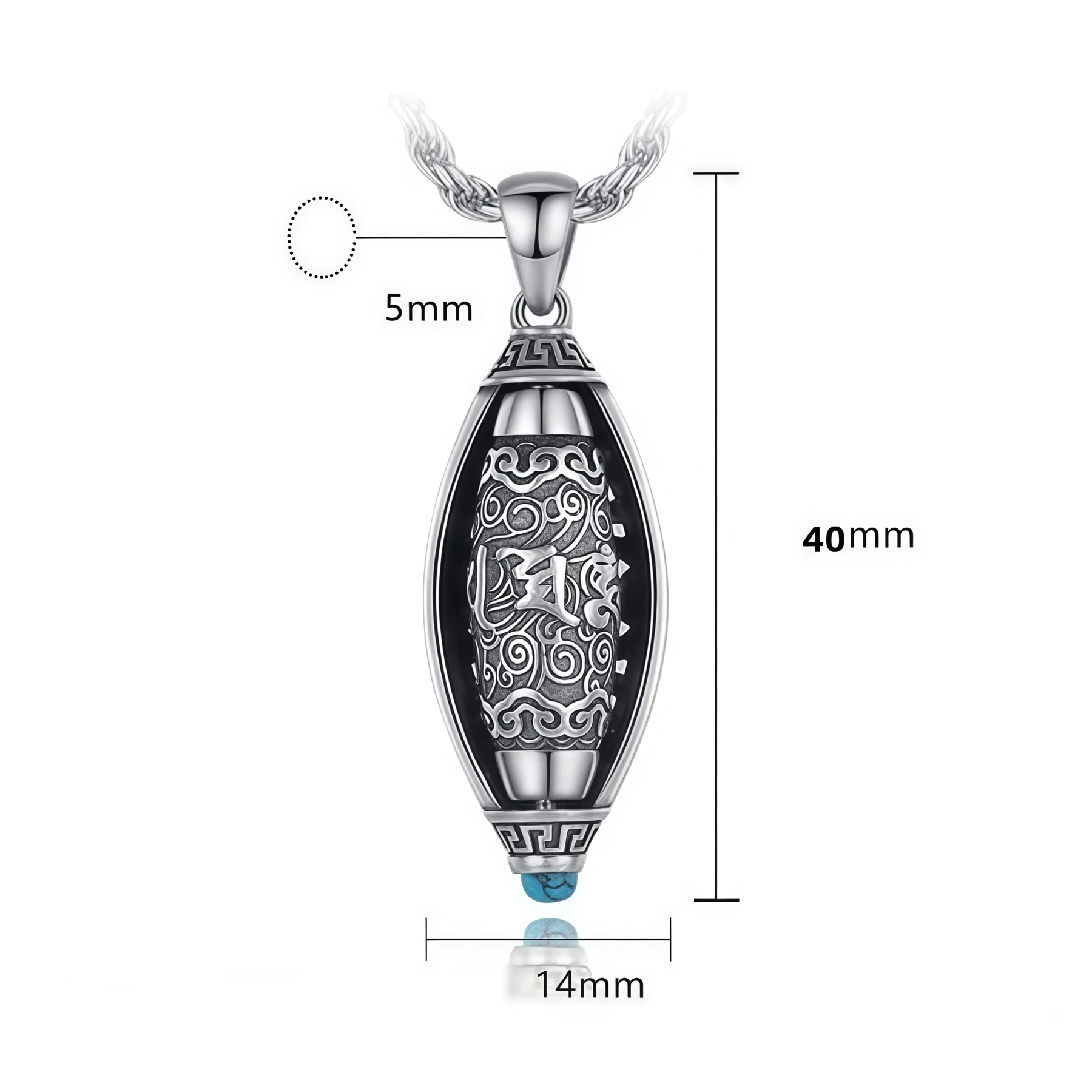 Tibet Om Mani Padme Hum Protection Necklace Rotatable Pendant- EclatDoré