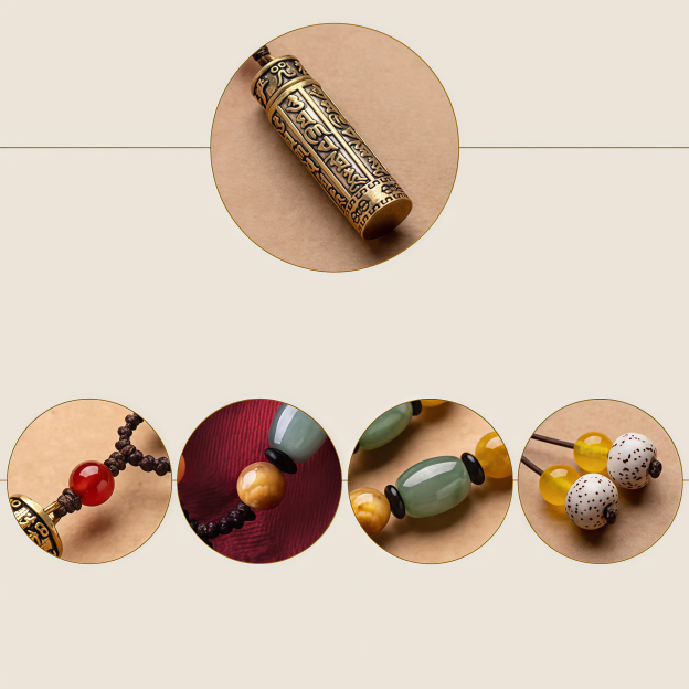 Tibet Om Mani Padme Hum Agate Shurangama Sutra Protection Necklace Pendant- EclatDoré