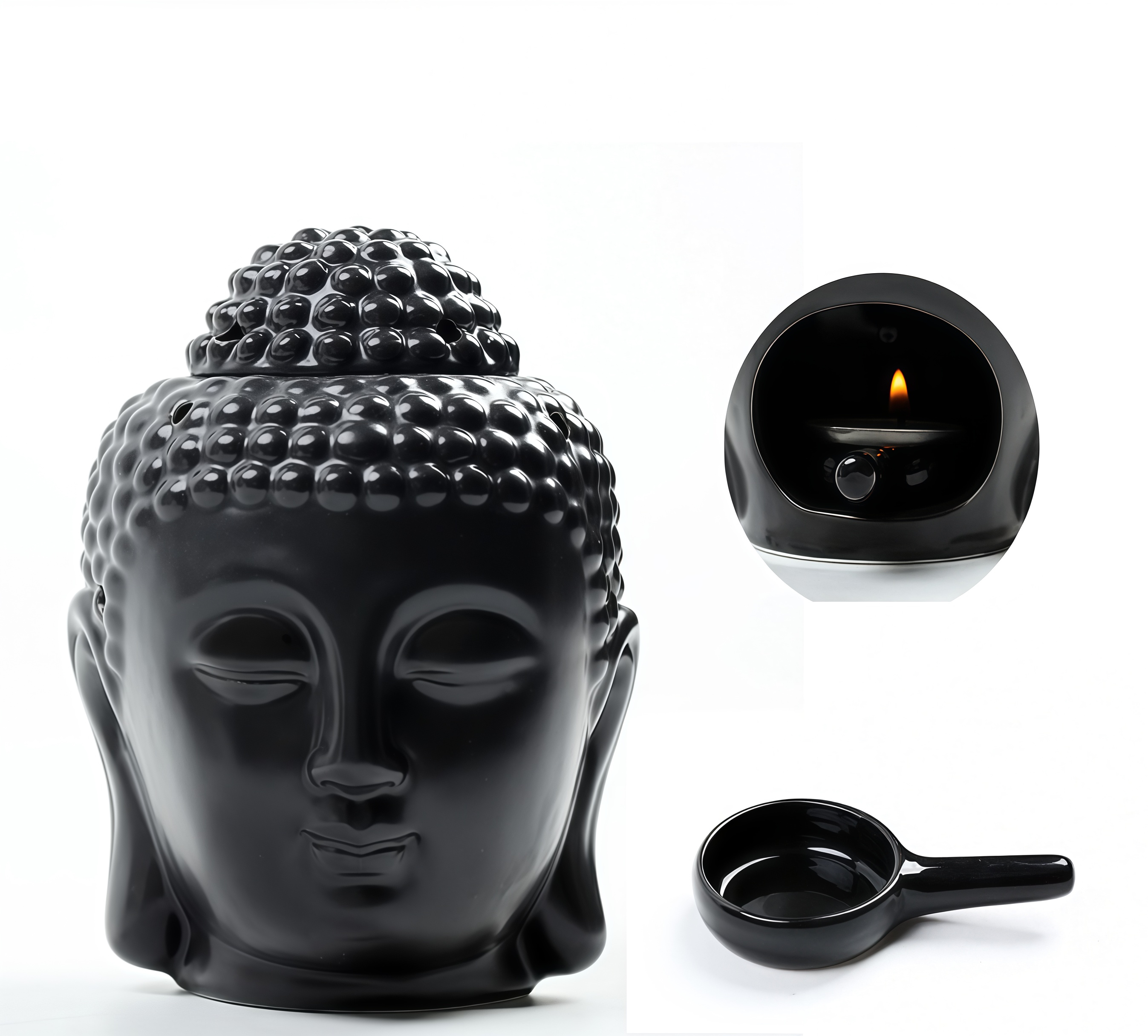 Handcrafted Ceramic Buddha Head Candle Aromatherapy Diffuser- EclatDoré