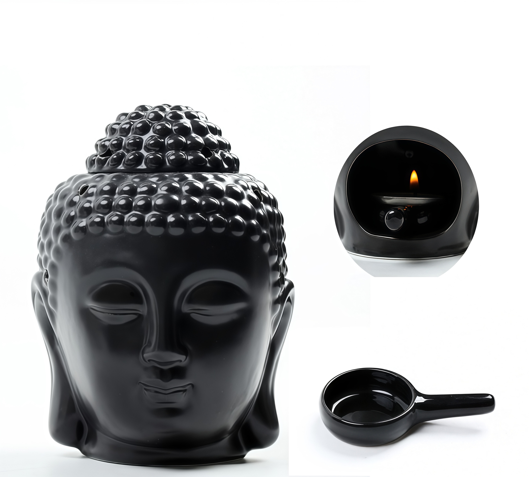 Handcrafted Ceramic Buddha Head Candle Aromatherapy Diffuser- EclatDoré