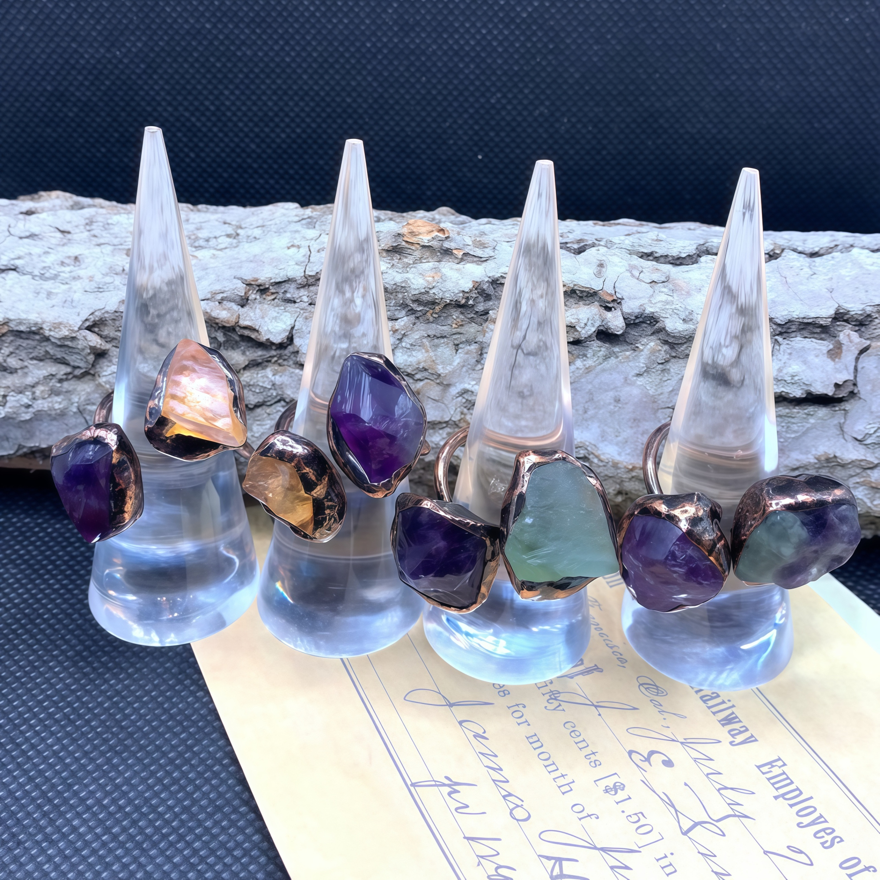 Natural Double-Terminated Crystal Healing Ring | Tibetan Buddhist Meditation Jewelry- EclatDoré