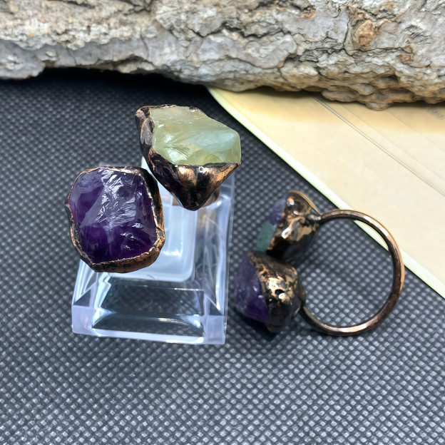 Natural Double-Terminated Crystal Healing Ring | Tibetan Buddhist Meditation Jewelry- EclatDoré