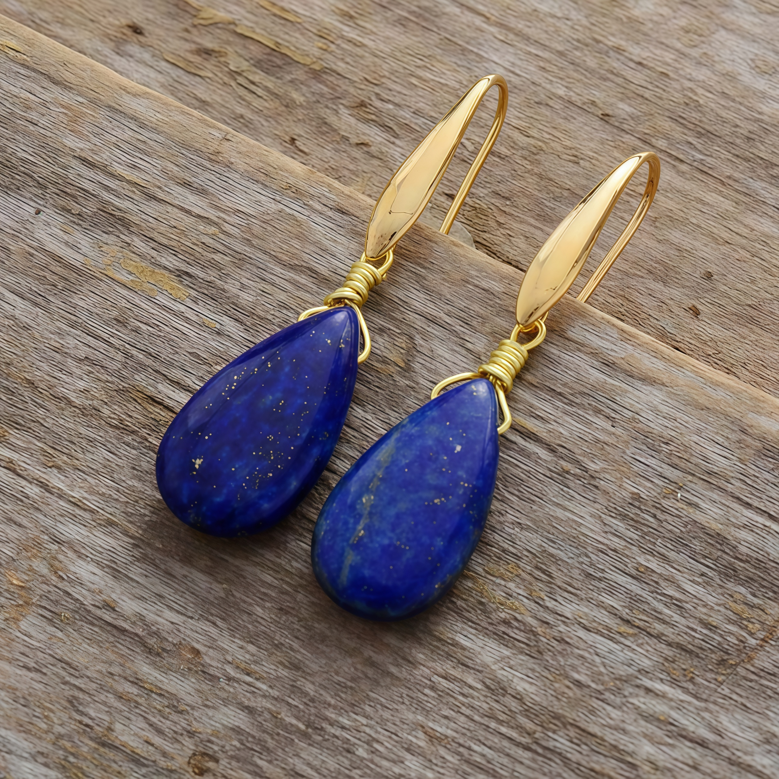 Lapis Lazuli Blue Teardrop Healing Earrings |   Best Gift for Christmas and Valentine's Day- EclatDoré